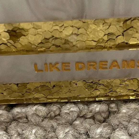 Gold and White Striped Clutch w/Gold Crossbody Chain Strap from Like Dreams - Picture 2 of 16